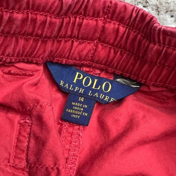 POLO Ralph Lauren, Red Elastic Waist Drawstring Shorts 100% Cotton, Boys 14 - Picture 8 of 16